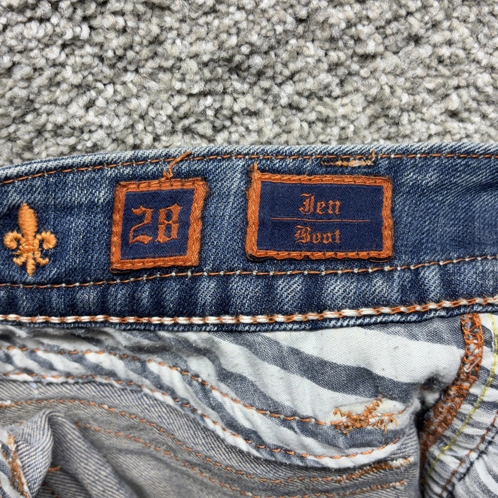 Rock Revival Jen Straight Leg Jeans Rhinestone‎ Distressed Frayed Size 28(30x28) - Picture 16 of 16